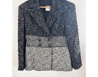 Vintage ombre bouclé-jack: Alma gemaakt in Italië, maat EU 44/US 8
