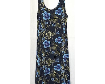 Vtg 90s Kisses & Hugs Hawaiian Tropical Hibiscus Floral Maxi Tank Dress 2XL USA