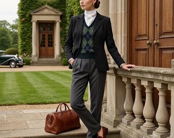 Doncaster Old Money Preppy Black Tailored Cotton Silk Blend Blazer Size 6 Vtg