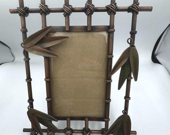 Sheridan Metal Bamboo Photo Frame 4x6 Copper Bronze Leaf Chinoiserie Asian Decor