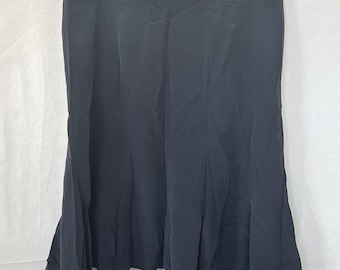 Y2K GAP Grunge Goth 100% zijden panelen uitlopende zwarte midirok 12 Fall'04 Vtg