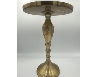 Vintage Solid Brass Pillar Candle Holder Tall Pedestal Pricket Stand 10X4.5X6"