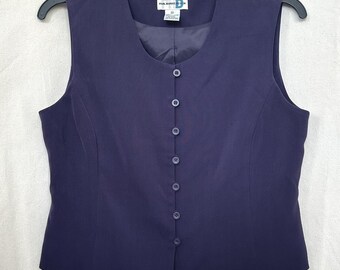 Paul Harris Design Whimsigoth Purple Button Front Tailored Vest Vintage Size M