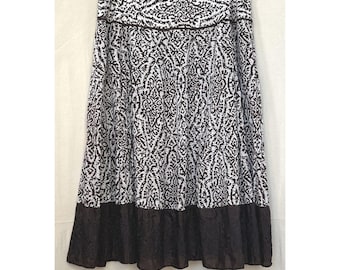 Vtg 80s Nygard A-line Silk Cotton Embroidered Midi Skirt Sz 10 Brown Librarian