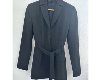 Vintage jaren 90 wasgoed van Shelli Segal Blazer met riem 4 zwart Old Money Office LEZEN