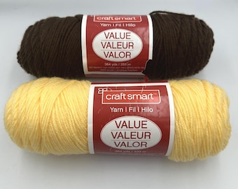 Craft Smart Value Yarn Lot 2 Skeins Brown Butter 100% Acrylic 7 oz 364yds Each