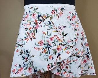 Ballet Wrap Skirt - White Floral