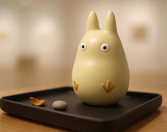 Adorable juguete de juguete inspirado en Totoro chibi, pequeño adorno de escritorio y detalle para la habitación del bebé, con detalles artesanales.