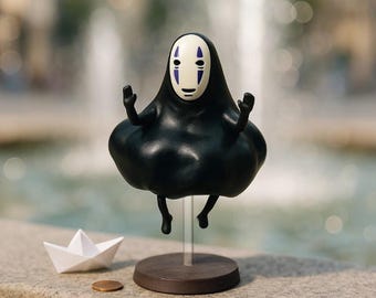 Petite statue mystérieuse sans visage inspirée de Kaonashi, ornement d'étagère minimaliste et détail fait main