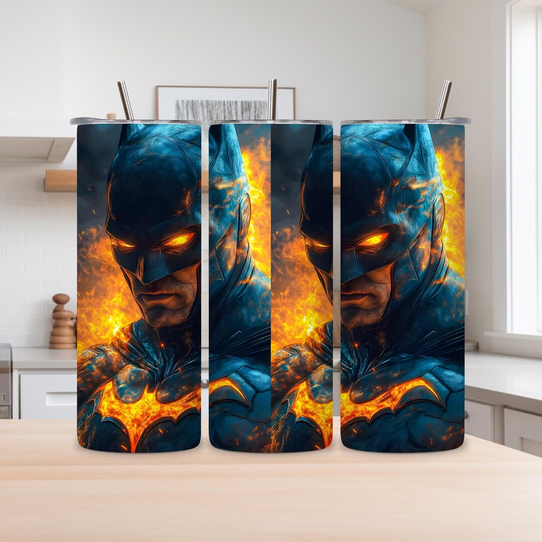 Fiery Batman Tumbler Wrap | 20oz Skinny Sublimation Design | Superhero ...