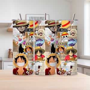 One Piece Tumbler Wrap – Luffy Zoro Sabo Wanted Poster Design