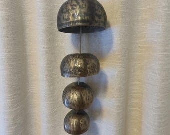 4-Tier Hanging Singing Bowls set | Hand Hammered Tibetan Bowls | Tuned C, E, F, B | Meditation Sound Healing tool | 6” 5” 4” 3.5