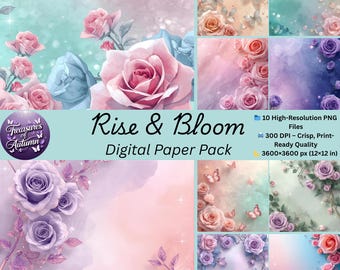 Spring Floral Paper Pack – Pastel Watercolor Backgrounds for Journals & Scrapbooks