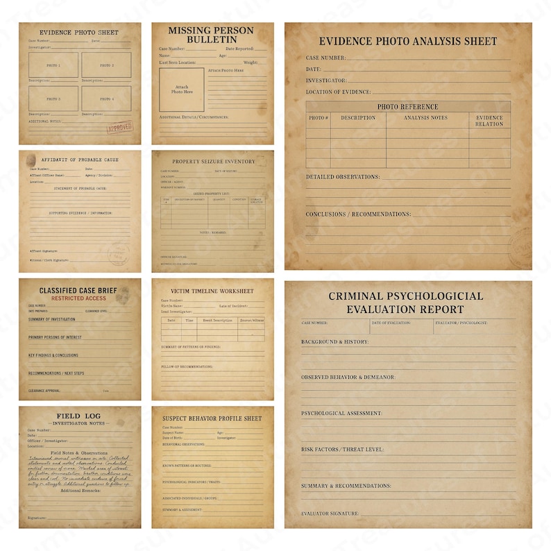 True Crime Forensic Detective Bundle – Crime Scene Reports, Evidence Logs, Case File Pages image 13