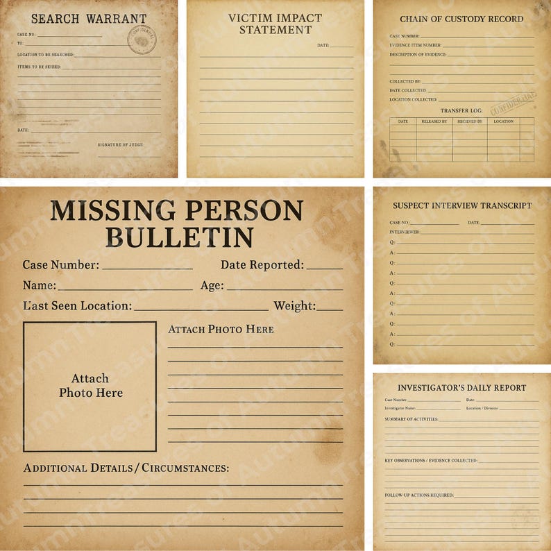 True Crime Forensic Detective Bundle – Crime Scene Reports, Evidence Logs, Case File Pages image 12