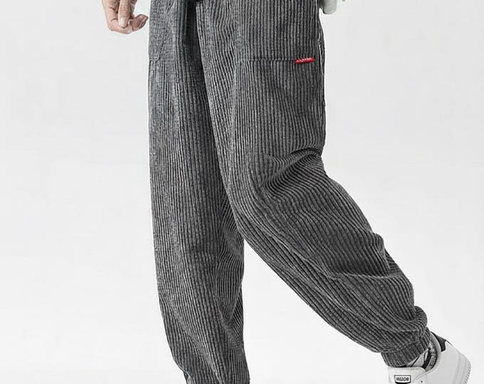Men's Corduroy Jogger Pants: Casual Streetwear Harem Pants