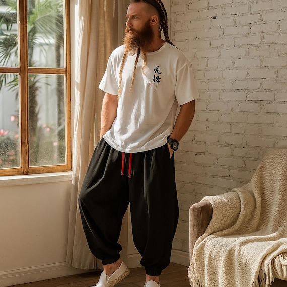 Men's Cotton Harem Pants: Boho Festival Lounge Yoga Trousers