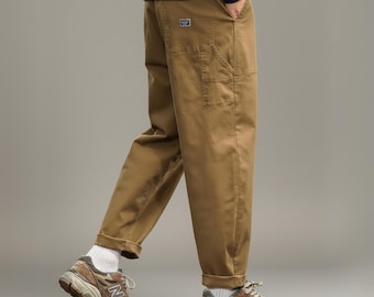 Pantalon cargo d'inspiration vintage pour hommes | Pantalon de travail streetwear ample | Pantalon militaire vert armée | Pantalon style jogging avec poche utilitaire