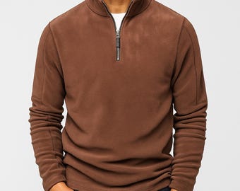 Men's Quarter-Zip Fleece Pullover: Lightweight Mock-Neck Sweatshirt