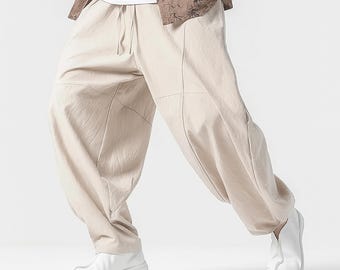 Men's Baggy Cotton Harem Pants: Boho Festival Yoga Trousers