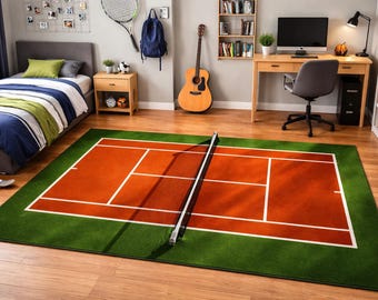 Tennismatta, Sovrumsinredning för tonårspojke, Tennisspelare, Maskintvättbar matta (halkfri)