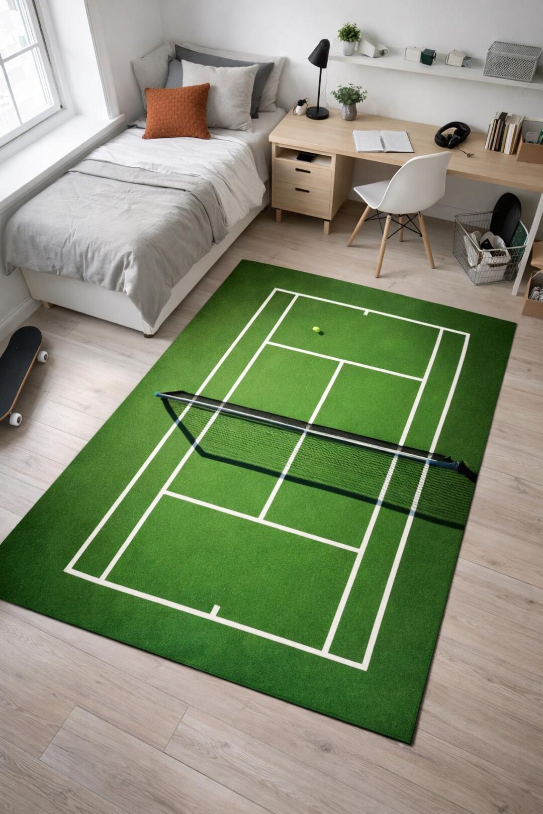 Tennis Court Rug, Sports Area Rug, Green Court Carpet, Tennis Lover ...