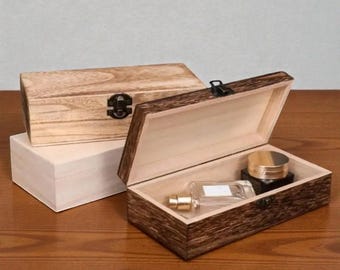Estuche de madera para gafas de sol y organizador de joyas / Caja de madera natural para guardar gafas / Caja rectangular de recuerdo para accesorios