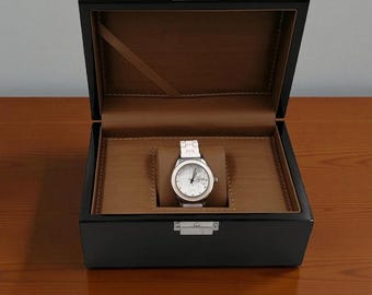 Luxury Single Watch Box – Wooden Watch Case for Men, Single Watch Storage Box, Wooden Watch Box for One Watch, High Gloss Wood Case