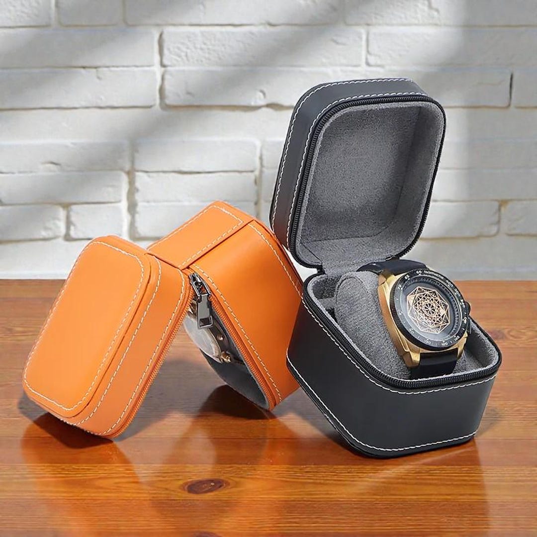 Single Watch Storage Single Watch Travel Case Hard Shell | Zippered Leather Organizer for ...