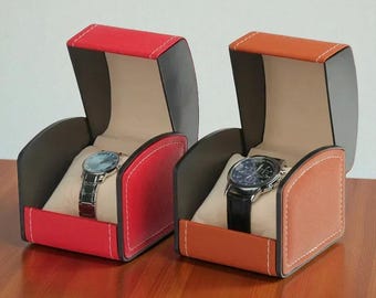 Single Leather Watch Travel Case | Portable Watch Organizer Box | Luxury Timepiece Storage, Luxury Watch Storage Case for One Watch