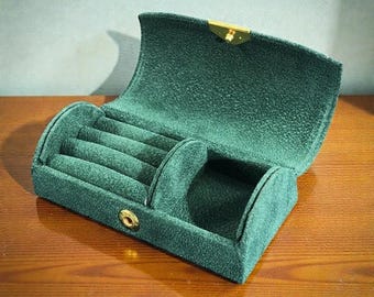 Mini estuche de viaje para joyas, anillos y pendientes / Pequeño organizador de joyas de terciopelo con cierre a presión / Caja de joyería portátil para bolso /