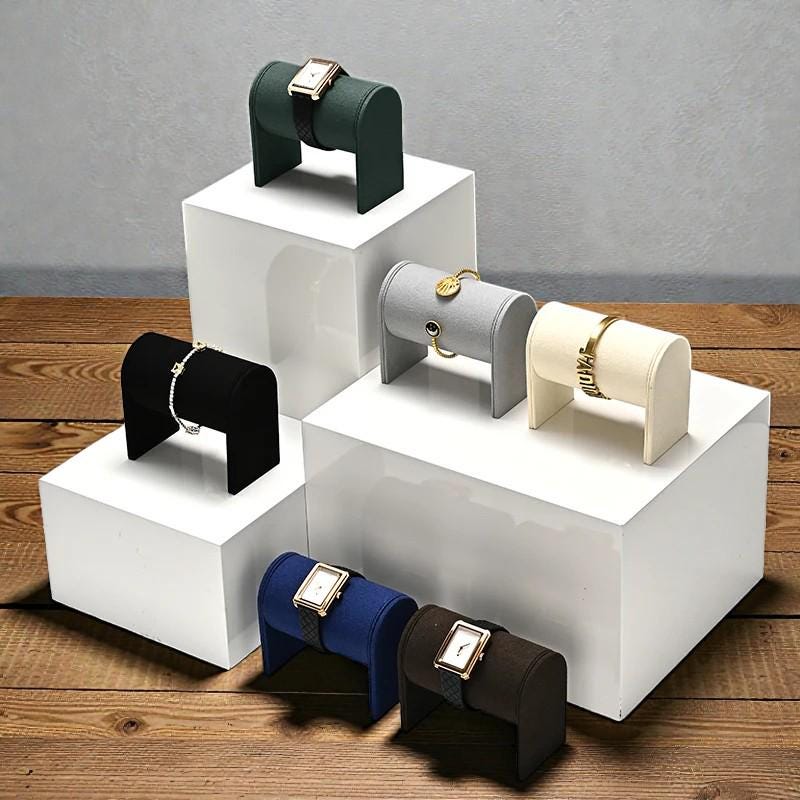 Luxury Velvet Watch & Bracelet Display Stand Modern Bridge-Style Jewelry Holder Elegant Single Watch Showcase for Men / Women