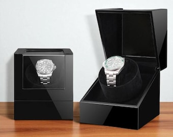 Single Watch Case – High Gloss Wooden Watch Box, Wooden Watch Box for One Watch – Luxury Display Case