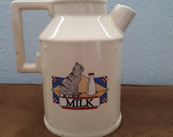 Cute Vintage Kitty Cat Milk Pitcher Watering Can Ceramic 6.25 inches