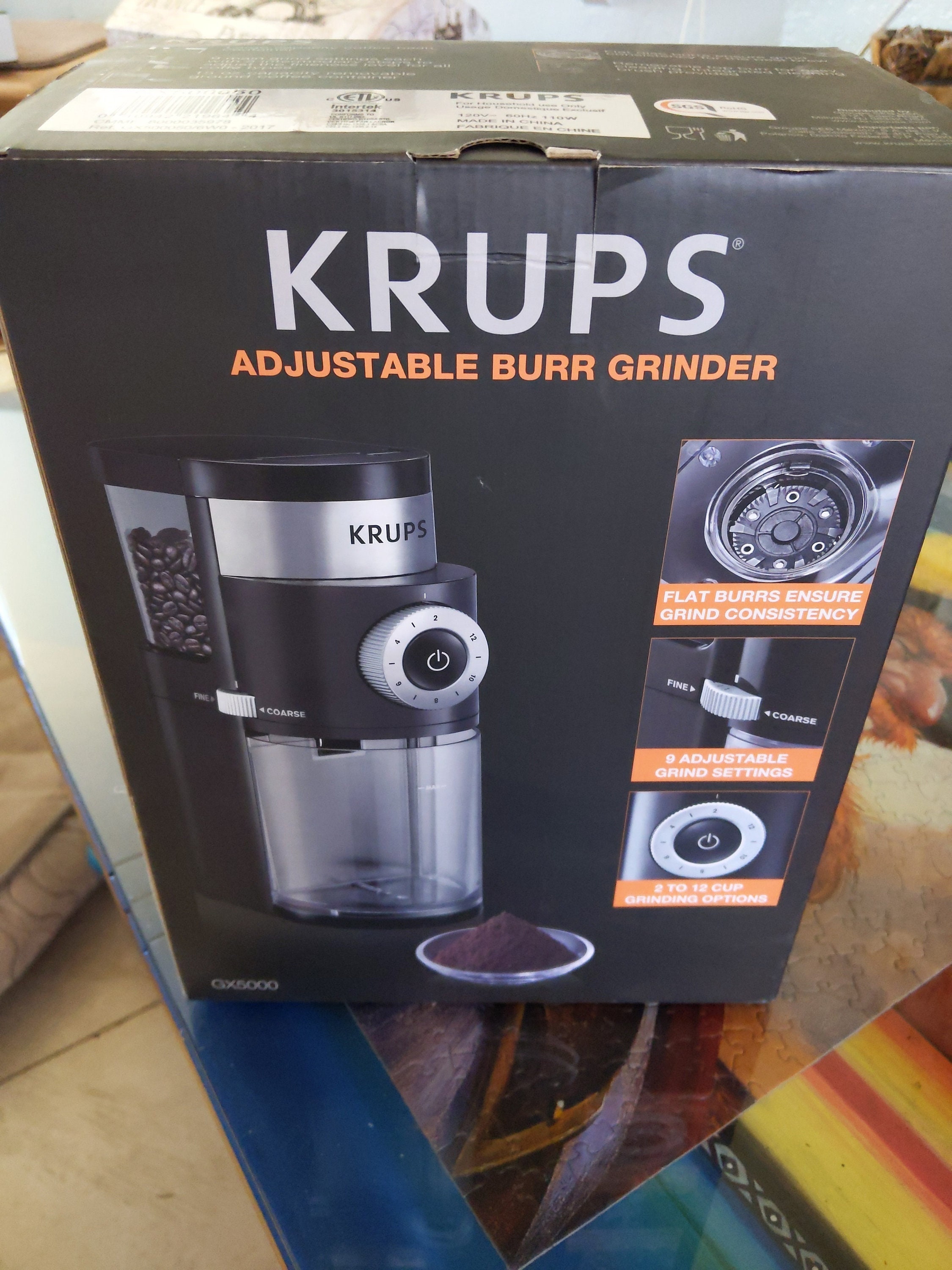 Krups Burr Coffee Grinder Electric Like New Whole Bean Multiple Settings  Cord Storage Large Capacity Like New With Box 