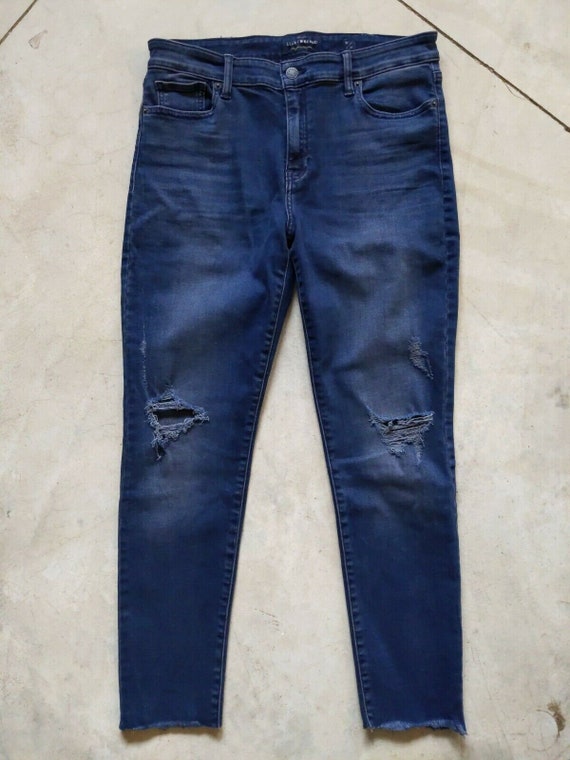 Lucky Brand Stretch Dark Blue Jeans 10 Womens 30 Soft Shredded Knee Ava Legging Fringe Hem Ankle Length NWOT Etsy Australia