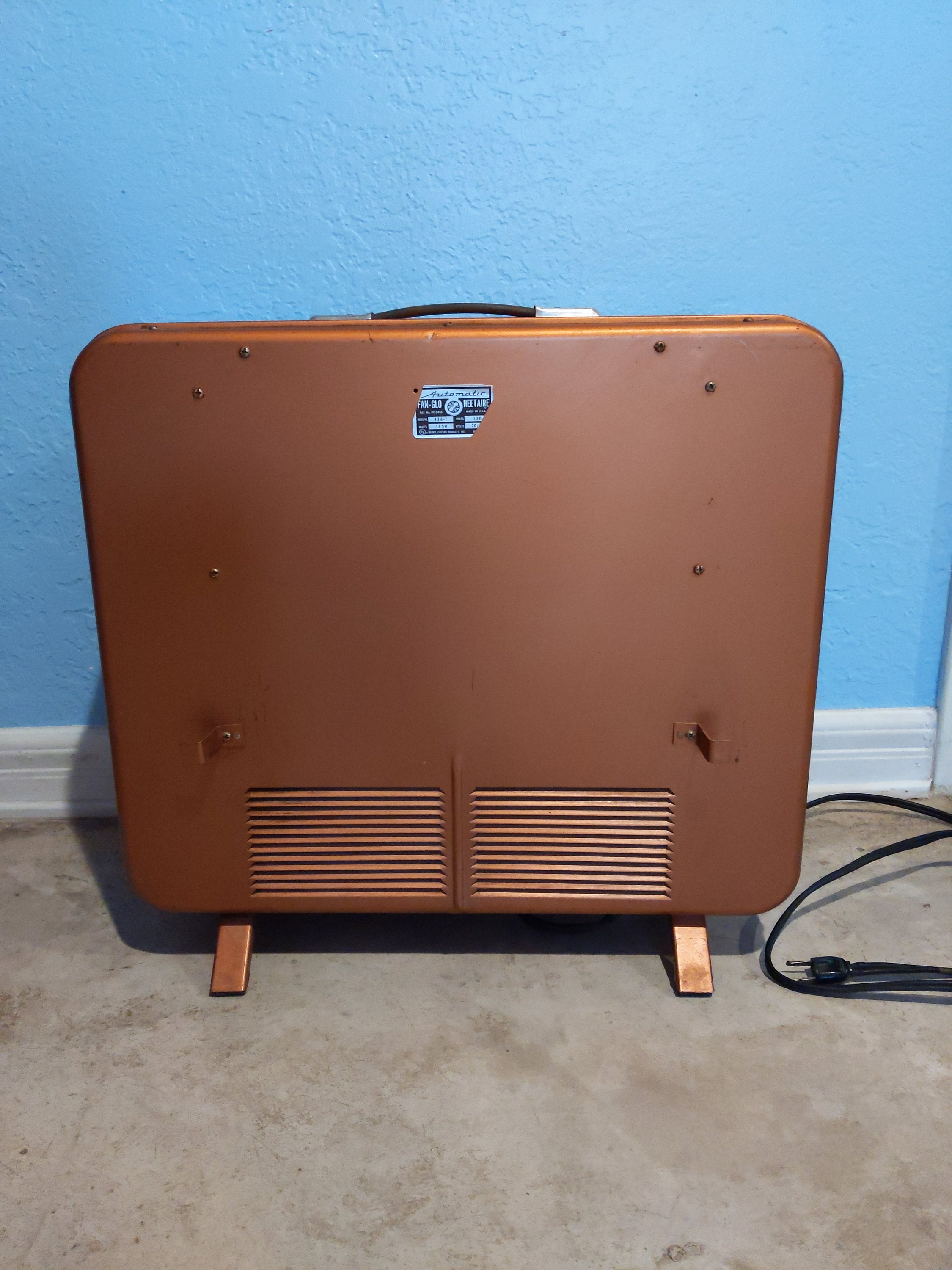 RARE Retro MCM TV Shaped Heater Heetaire Fan-glo Automatic RARE Retro MCM TV Shaped Heater Heetaire Fan-glo Automatic