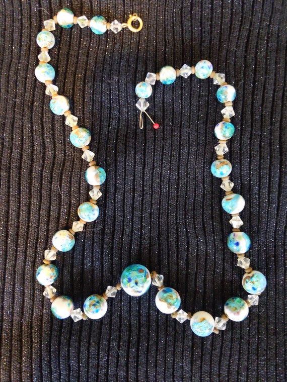 Gorgeous Vintage Dichroic Glass Bead Necklace and… - image 2