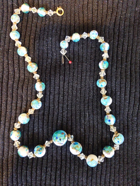 Gorgeous Vintage Dichroic Glass Bead Necklace and… - image 3