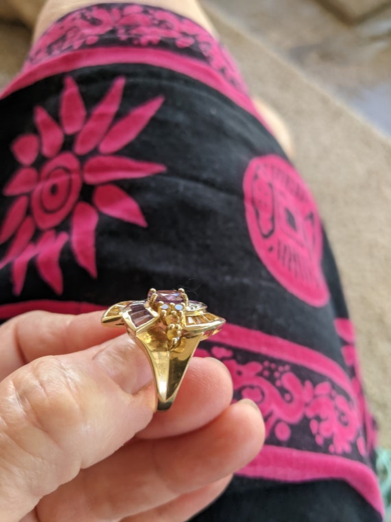 amethyst citrine gold and diamonds ring custom Ar… - image 7
