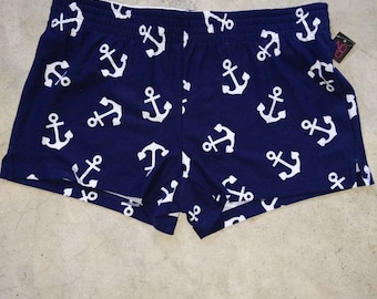 Darling Nautical slinky Shorts Size 1 Anchor Print Navy White XS Waist 27 Summer Beach Vacation Boy short style waist band Soft