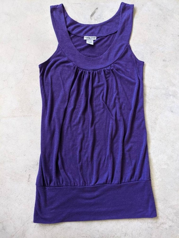 Y2k Retro Sundress Bubble Umbrella S M Purple Cotton Spandex Summer Sun Dress Wide Strap Stretch Casual Dressy Cover Up American Dream