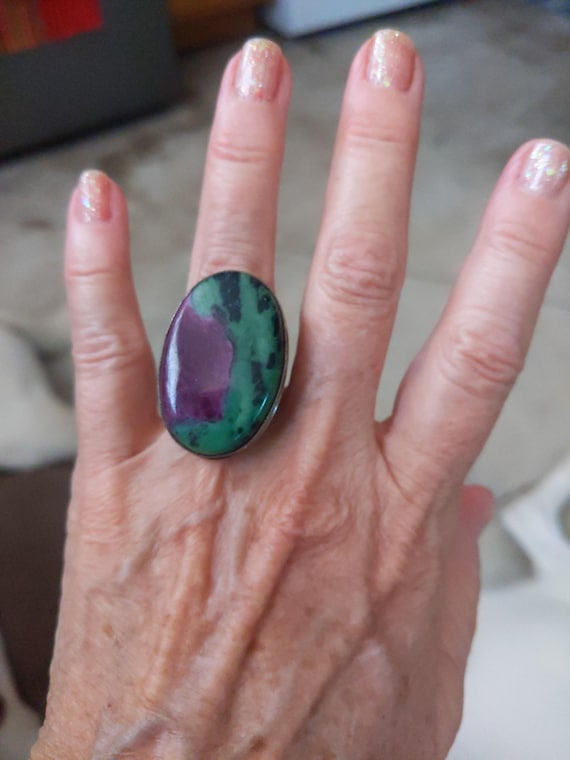 Ruby Zoisite Sterling Silver Southwestern Ring Bi… - image 1