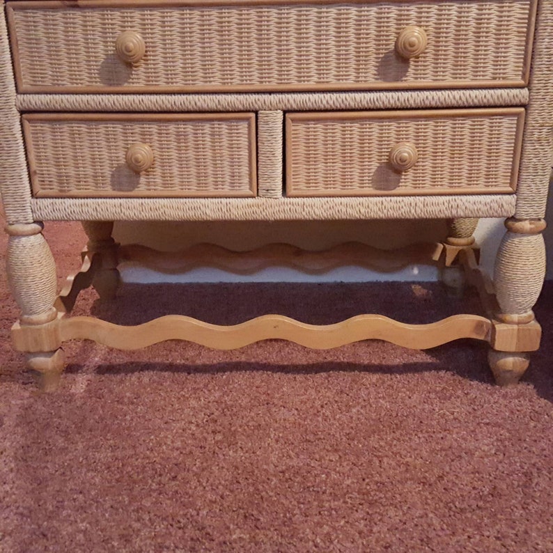 Wicker and Wood Bedroom Set Armoire 2 Nightstands Lexington by Etsy