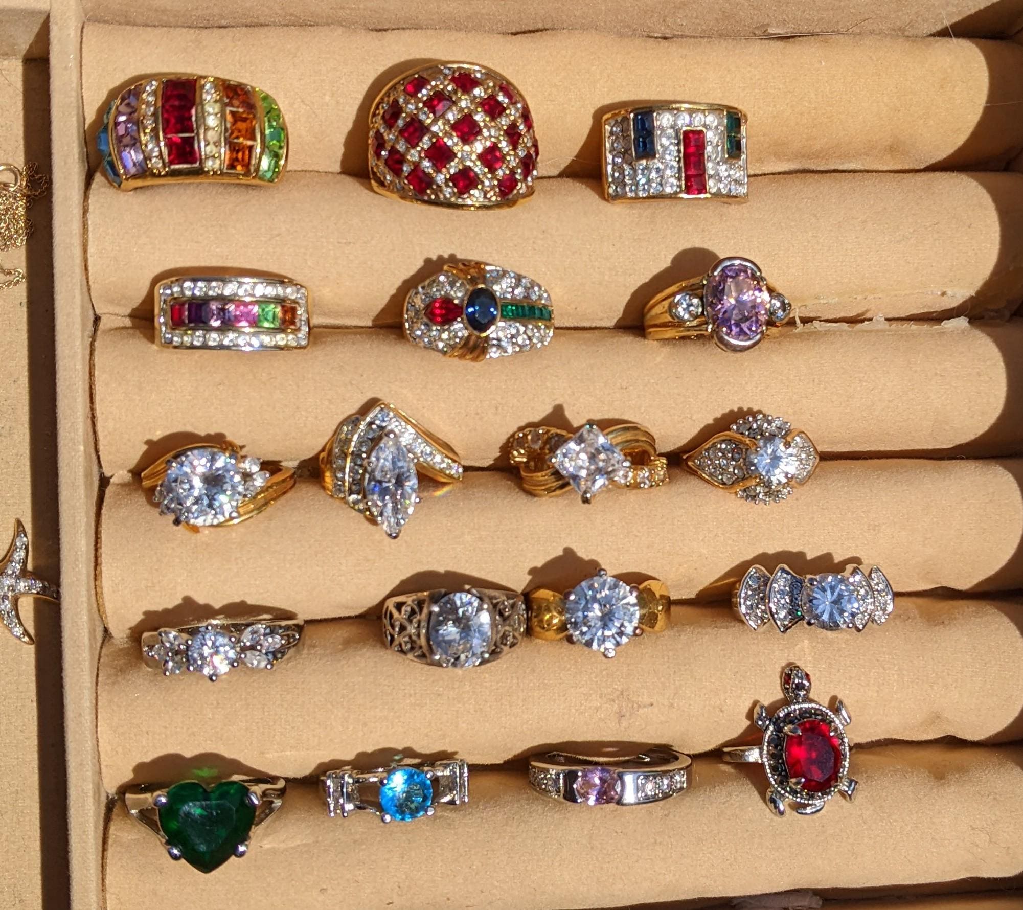 Vtg Ring Lot 18 Big Bling Collection CZ Stones Sterling Vtg Ring Lot 18 Big Bling Collection CZ Stones Sterling
