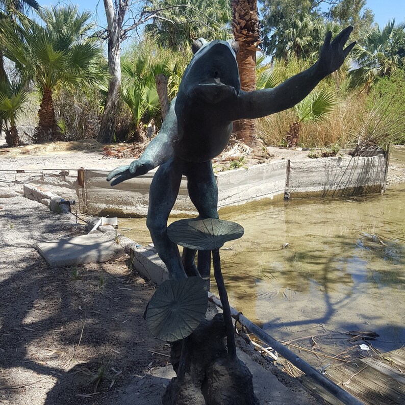 VTG 6' Bronze Frog Garden Pond Spitter Statue Lost Wax Etsy