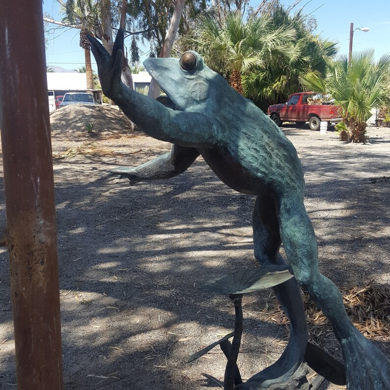 VTG 6' Bronze Frog Garden Pond Spitter Statue Lost Wax Etsy