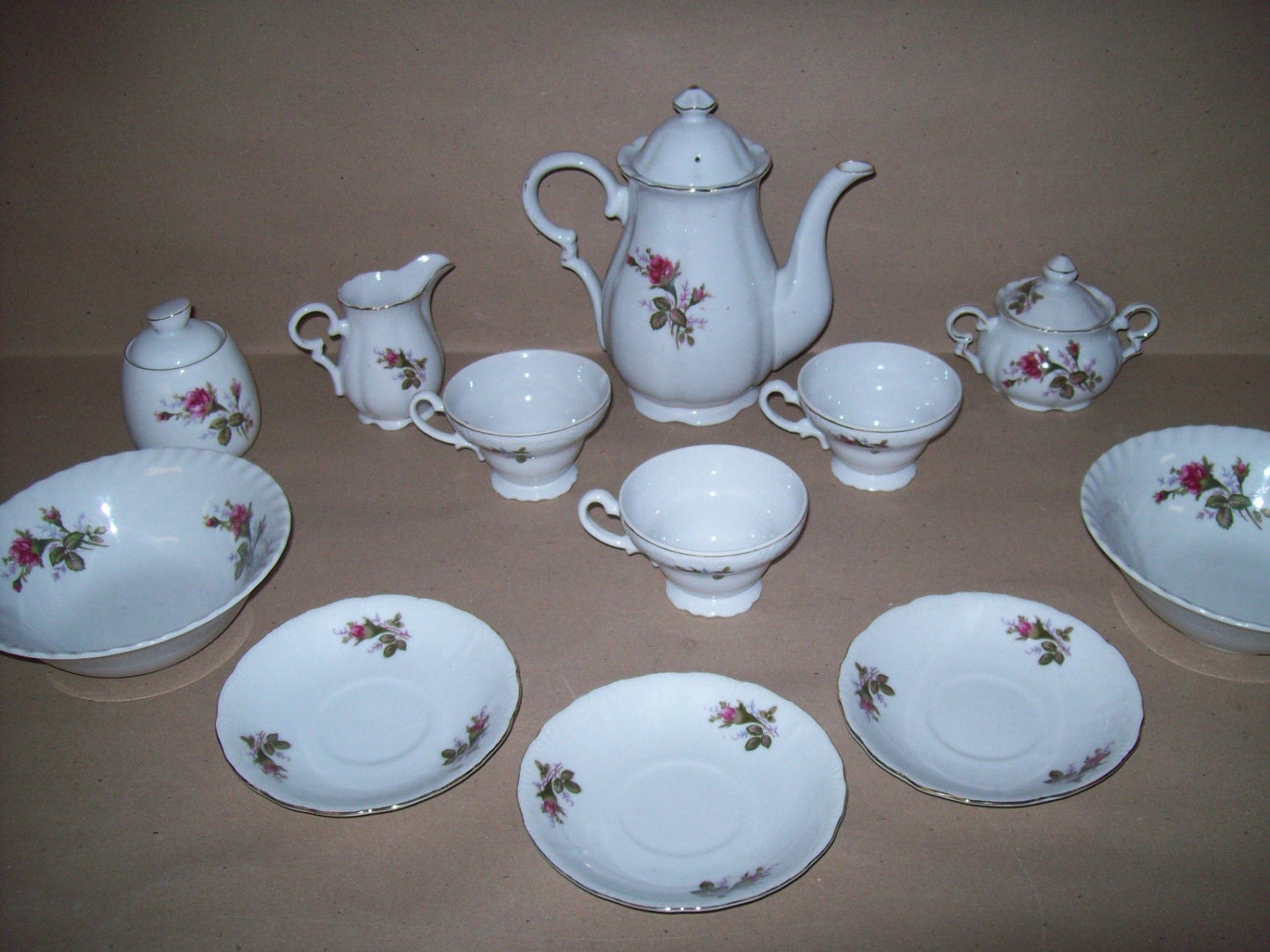 Rose、*****、JAPAN食器&皿セット Vtg Tea Pot Set ROYAL ROSE Fine China Rare Service Cups