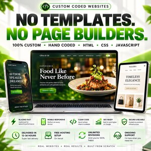 Diseño web personalizado con código HTML, CSS y JavaScript, portafolio empresarial adaptable, página de destino y configuración completa del sitio web, revisiones ilimitadas.