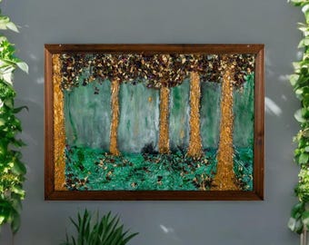 Emerald Woods – Handmade Resin Forest Artwork on board